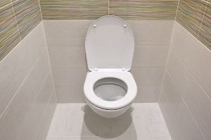 A newly installed toilet