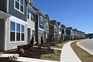 Outside of a community of homes run by a homeowners association.